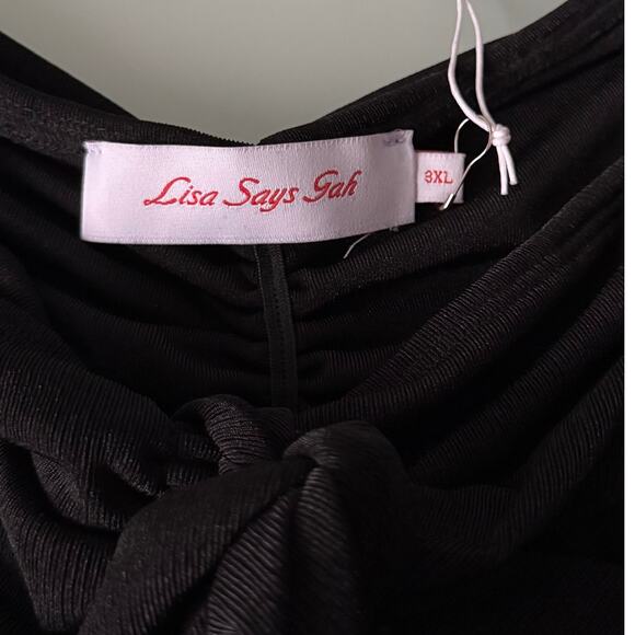 New Lisa Says Gah Luna Tie Front Crop Top in Black-Slinky Women's Size 3XL - Picture 5 of 8